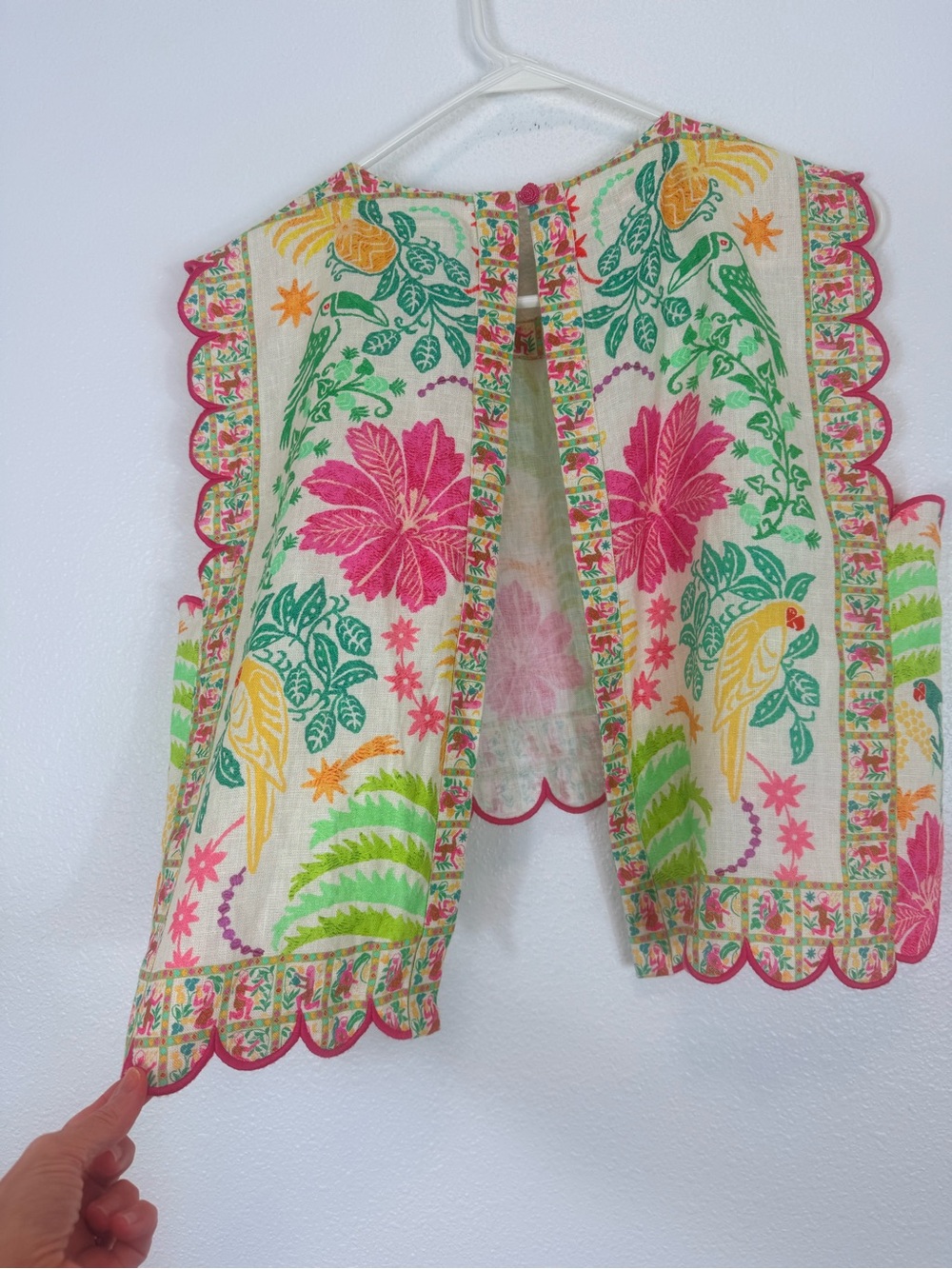 FARM Rio Tropical Sleeveless Linen Cutwork Open Back Top L - Picture 2 of 6